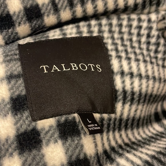 Talbots Black Mid-length Puffer Detachable Faux Fur Hood Checker Accent - Picture 12 of 13